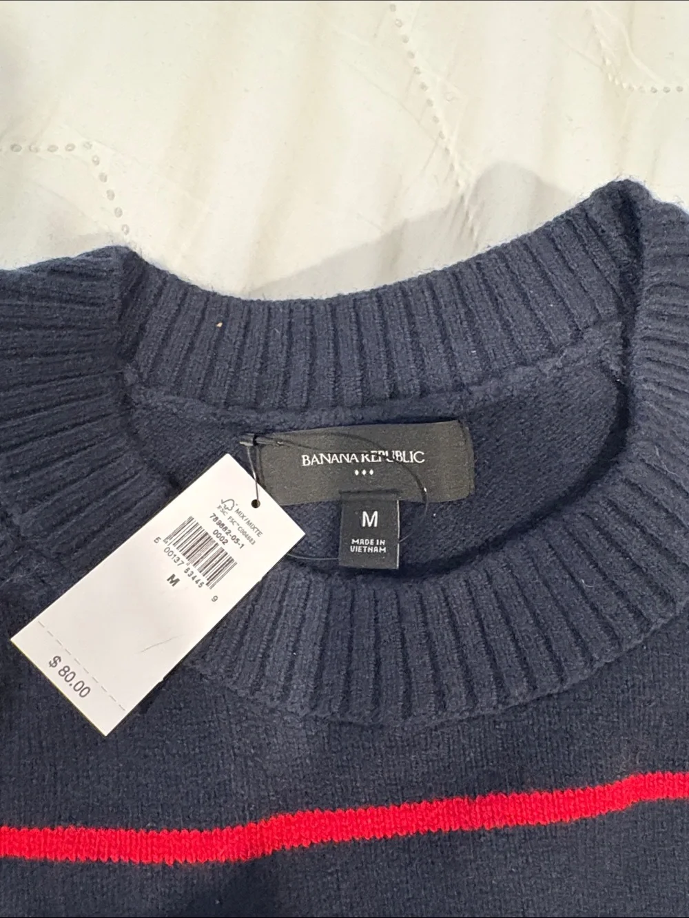 Banana Republic Navy Sweater with Red Stripes - Picture 2 of 2